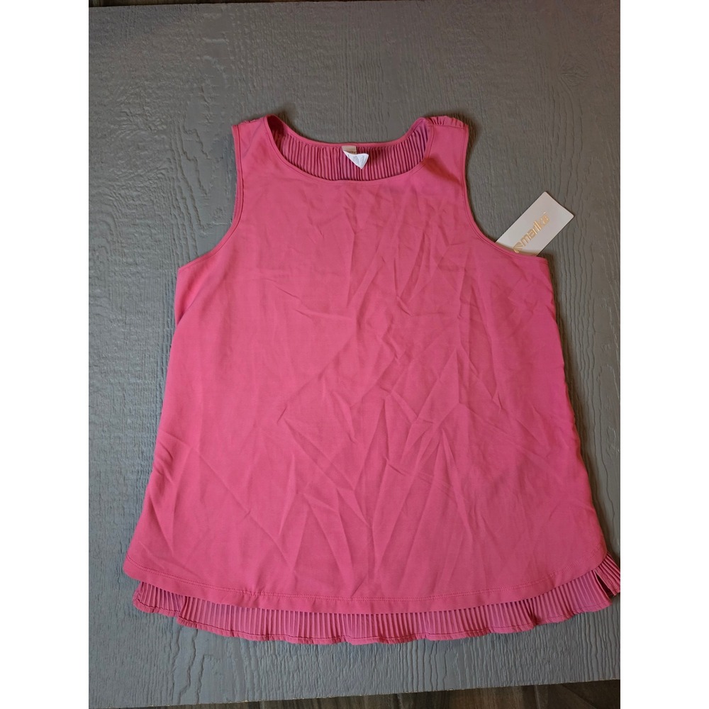 Marika Manny Tank Pink Pleated Back Sleeveless Active Top Medium NWT
